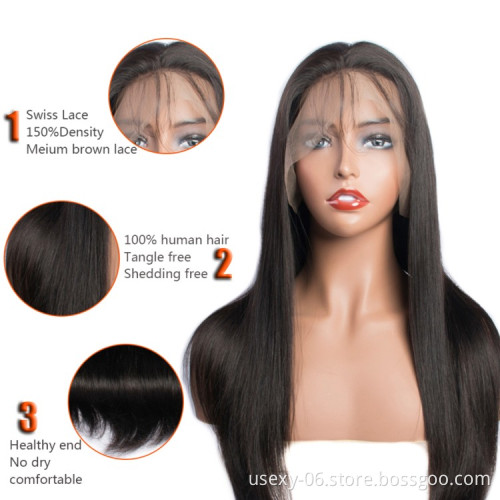 Factory Price Wholesale Human Hair lace front  Wig Brazilian Cuticle Aligned Human Hair Wig For Black Women
